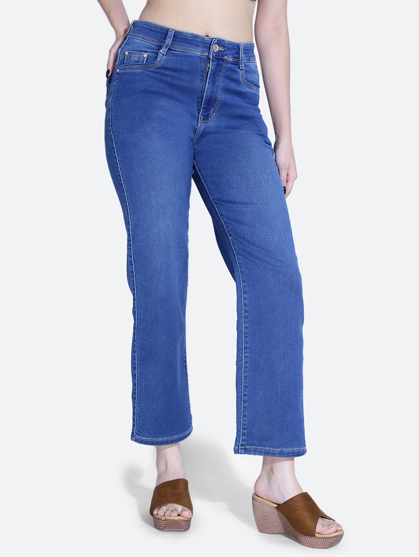women solid blue denim jeans - 21059760 - Standard Image - 2