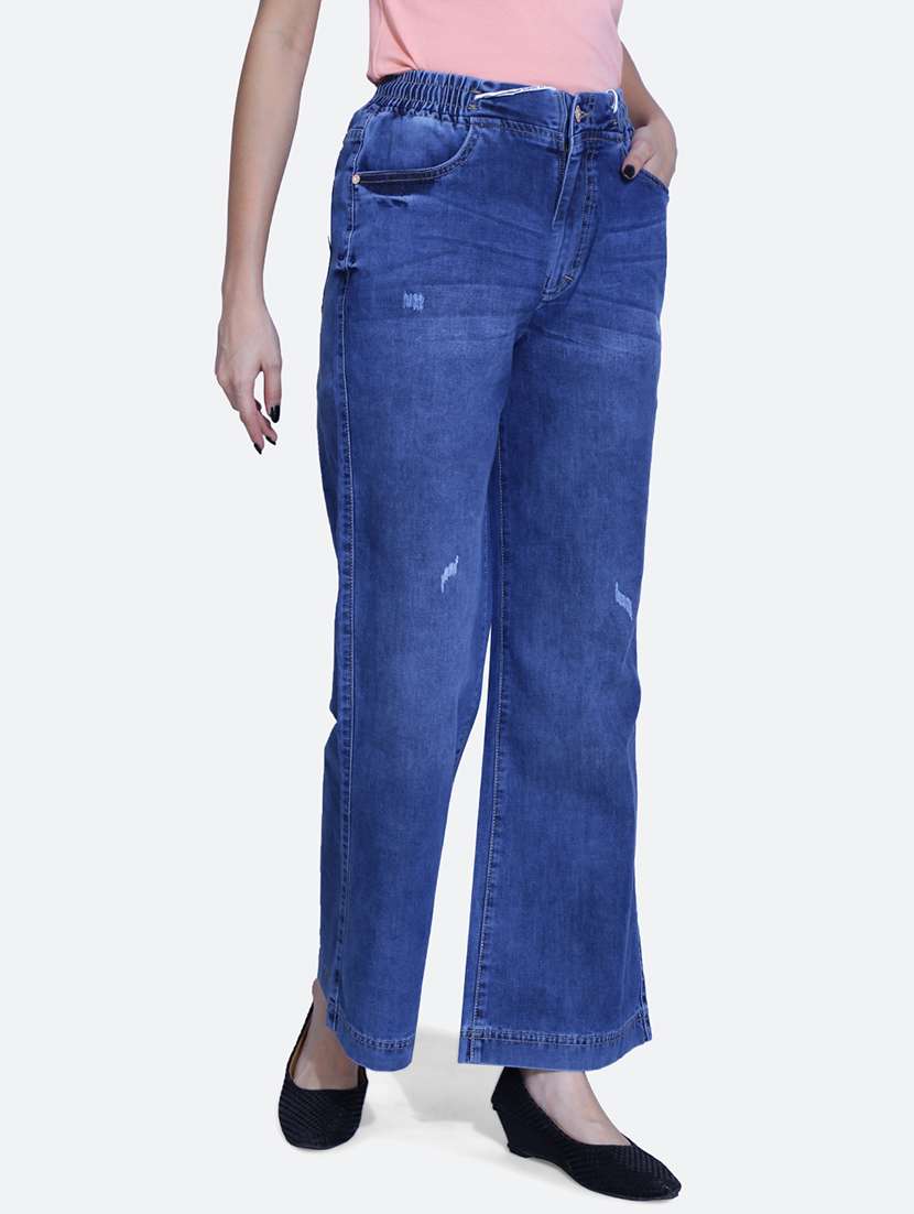 women blue distressed detailed denim jeans - 21059777 -  Standard Image - 2