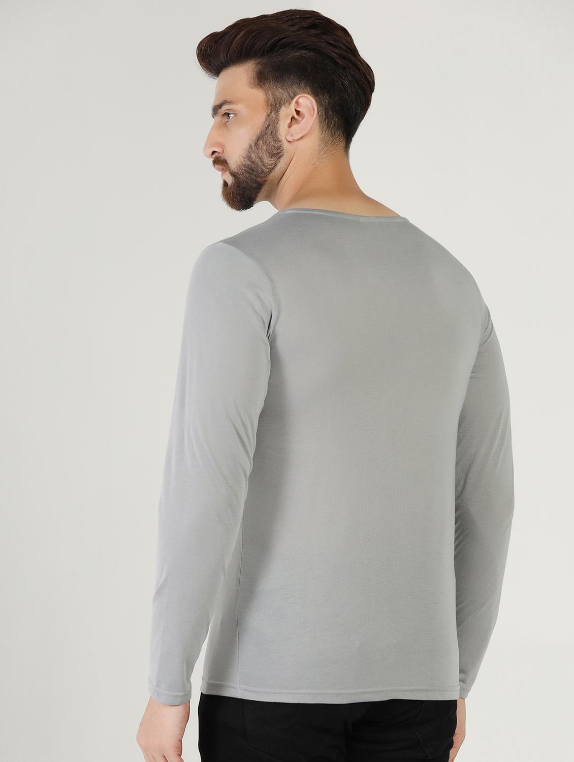 grey colored cotton blend plain t-shirt - 21062069 - Standard Image - 2