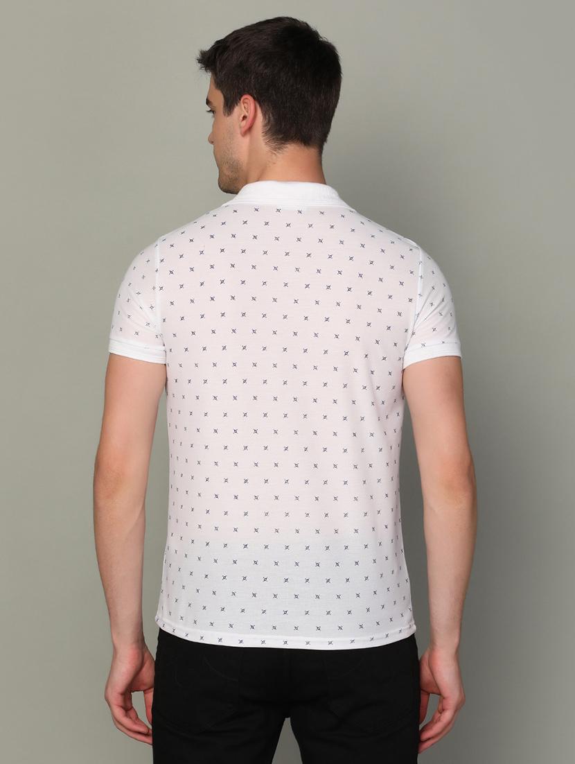 white printed casual polo t-shirt - 21062361 - Standard Image - 2