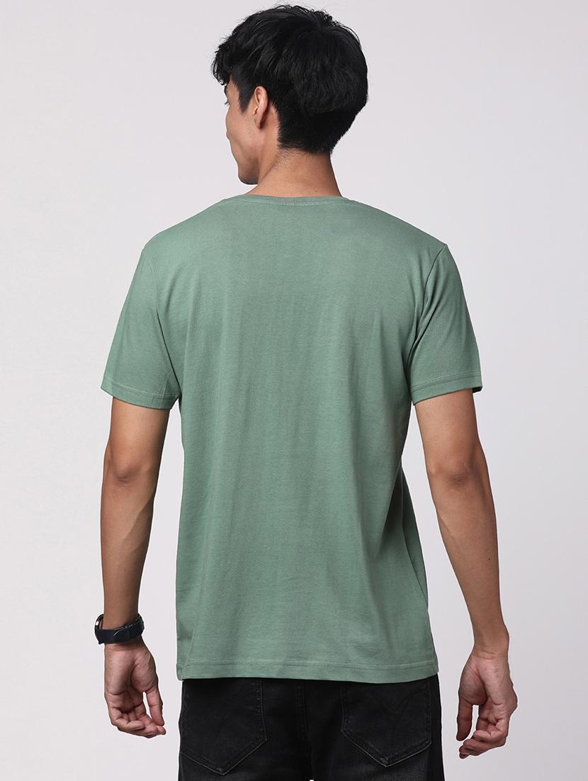 sea green cotton blend front print t-shirt - 21064972 - Standard Image - 2