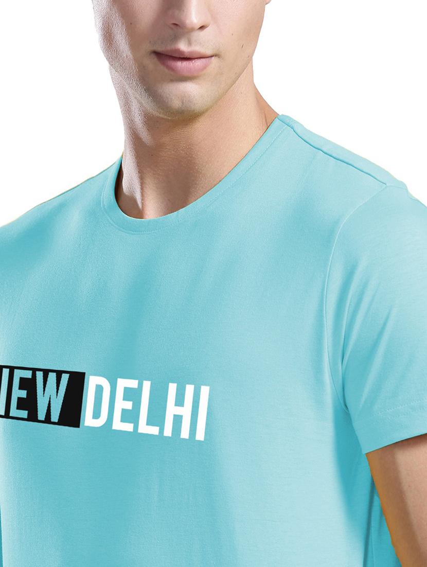 light blue cotton blend front print t-shirt - 21065330 - Standard Image - 2
