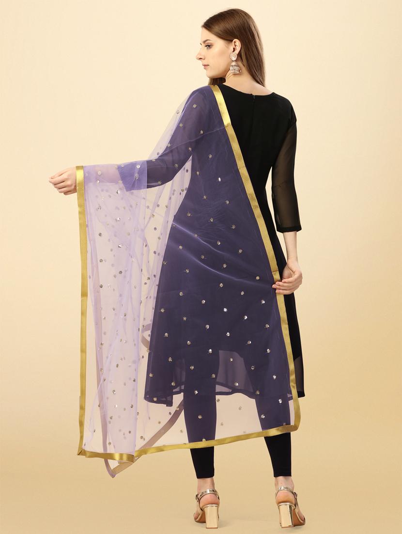 purple embroidered dupatta - 21067058 - Standard Image - 2