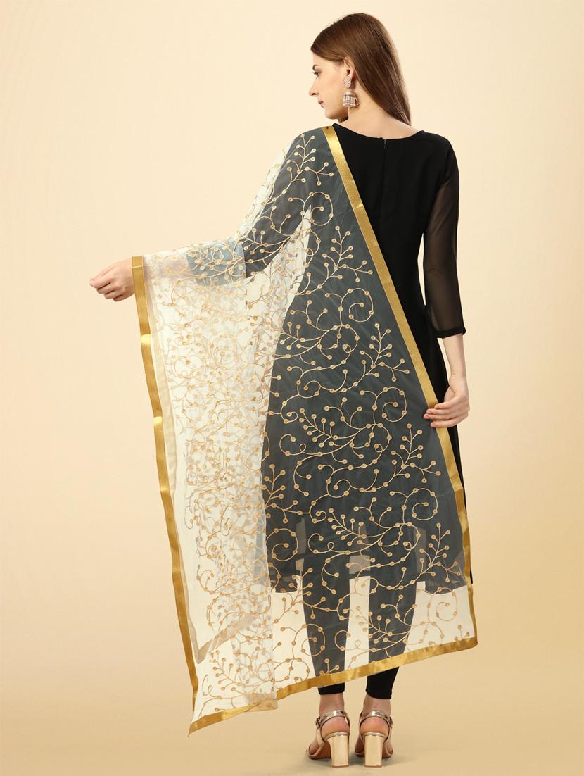 white embroidered dupatta - 21067066 - Standard Image - 2