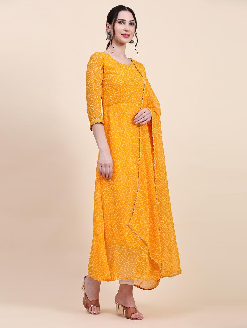 women three quarter sleeve kurta dupatta set - 21067139 - Standard Image - 2