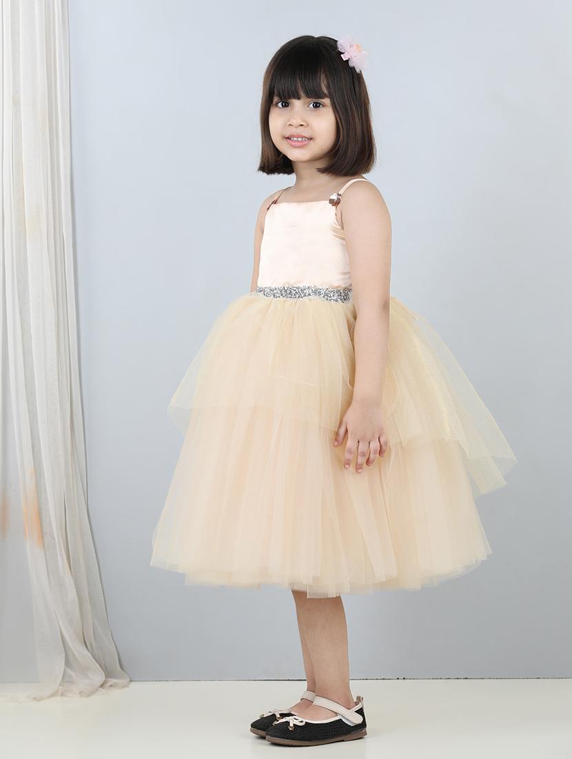 girls sleeveless net flare frock - 21067298 - Standard Image - 2