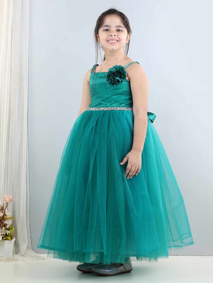 girls embellished net flare frock - 21067324 - Standard Image - 2