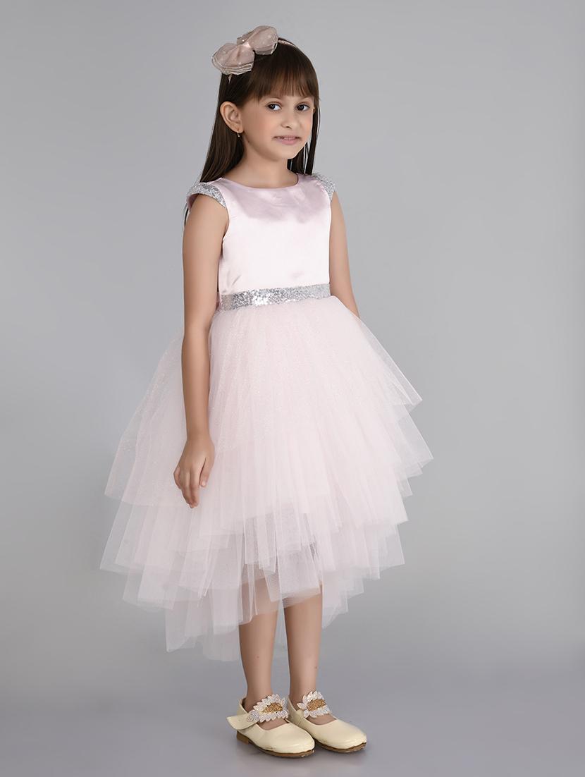 girls white self design detailed frock - 21067400 - Standard Image - 2