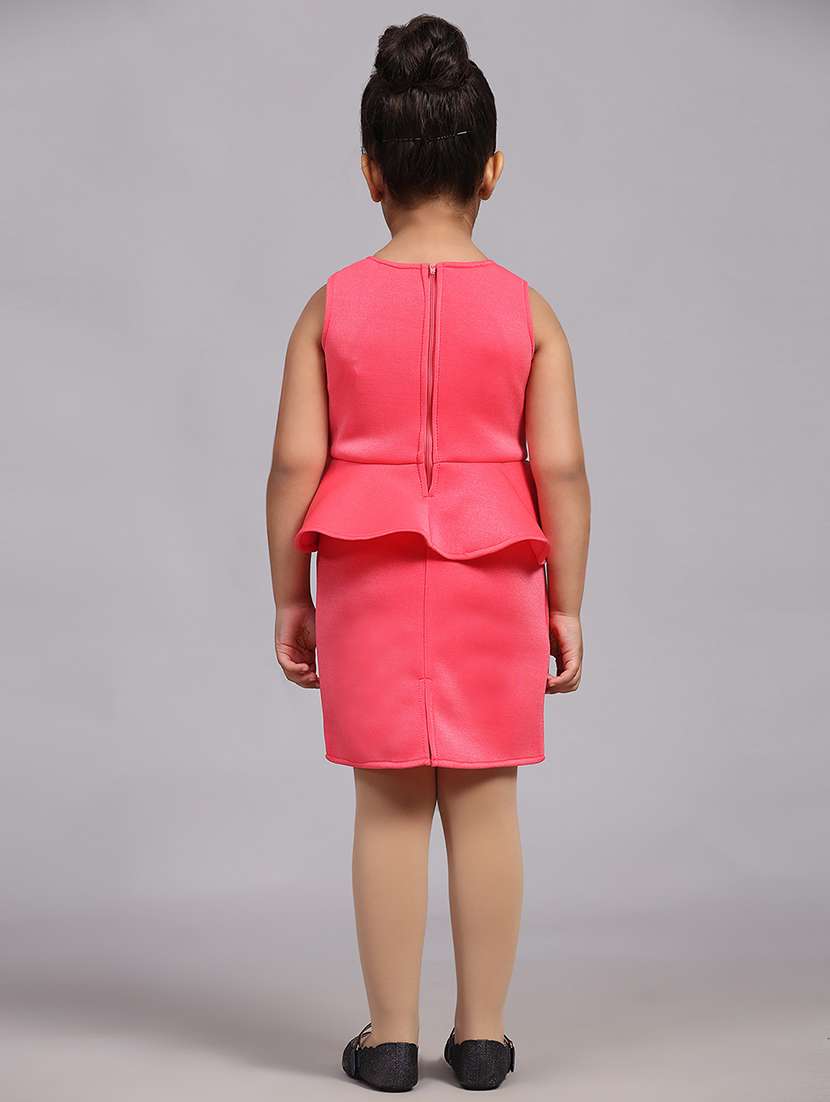 girls round neck solid frock - 21067448 -  Standard Image - 2