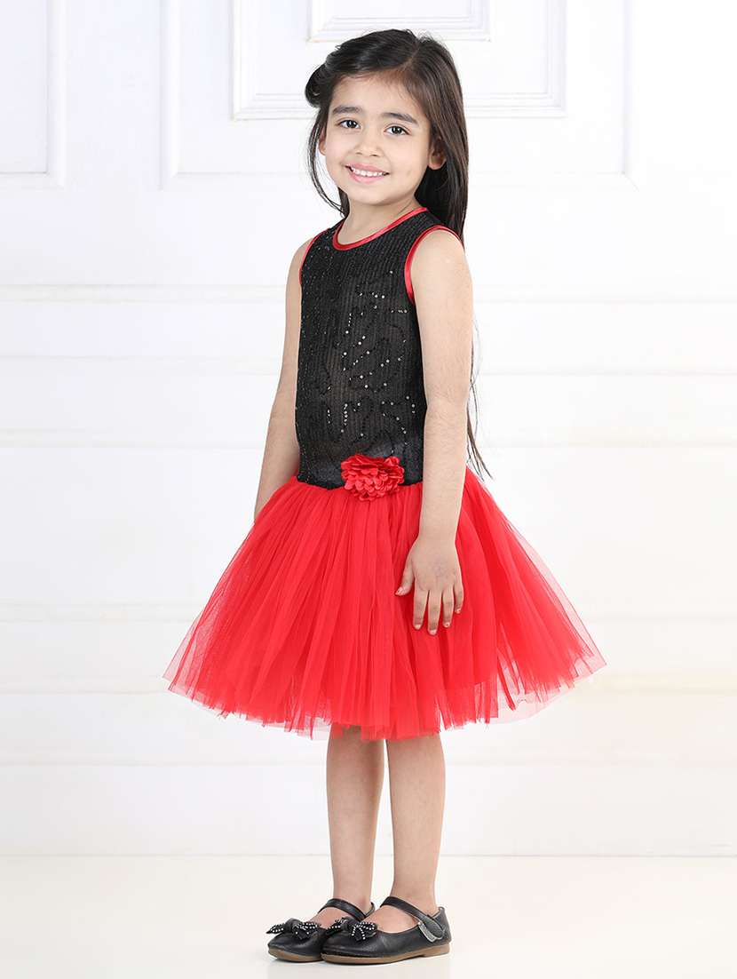 girls red sequins detailed frock - 21067546 -  Standard Image - 2