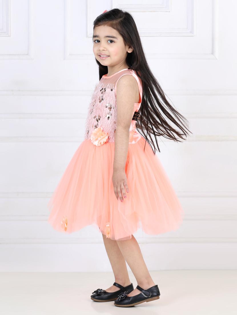 girls round neck net frock - 21067560 - Standard Image - 2
