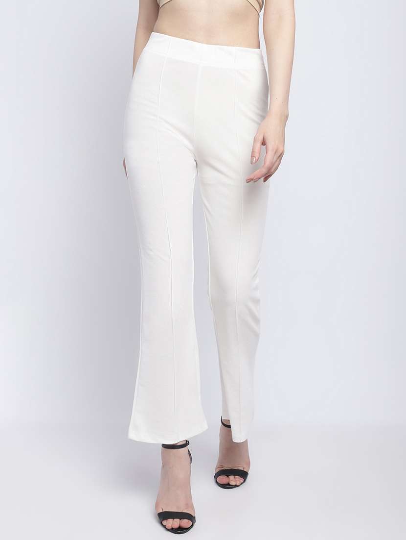 women solid white bootcut trouser - 21067734 - Zoom Image - 0