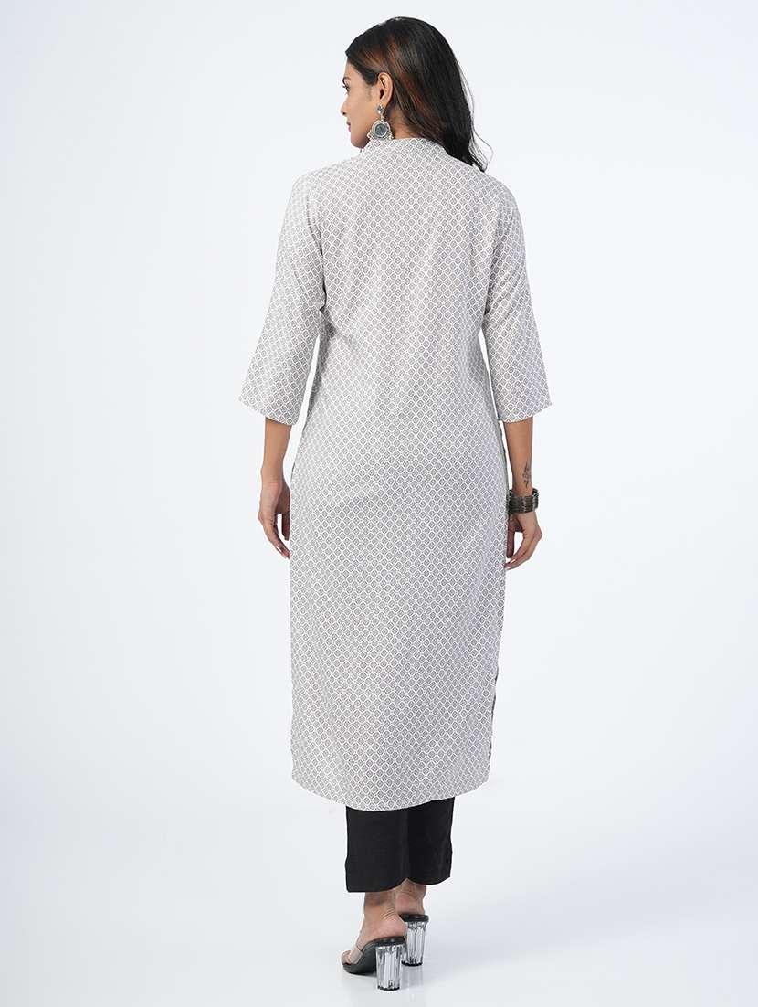 women three quarter sleeve straight kurta - 21067740 -  Standard Image - 2