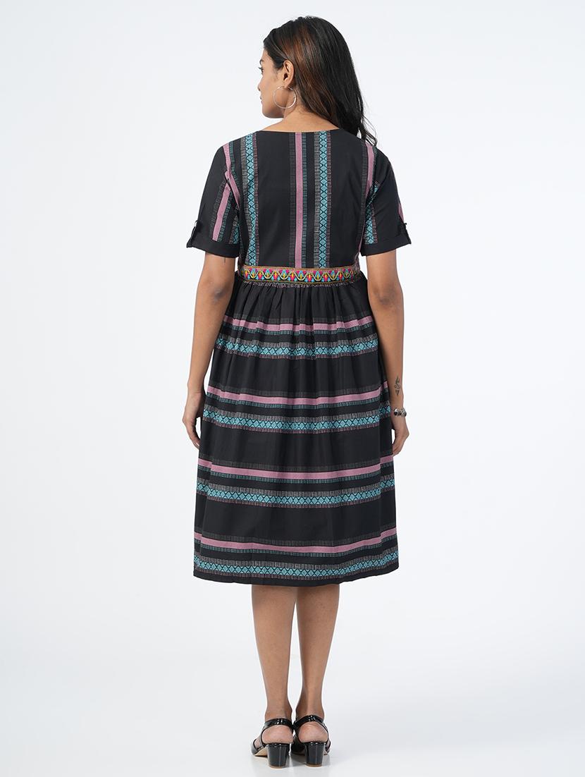 black self design fit & flare ethnic dress - 21067745 - Standard Image - 2