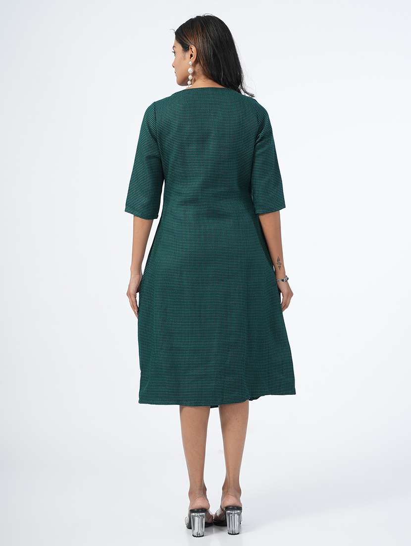 teal self design a-line ethnic dress - 21067746 -  Standard Image - 2