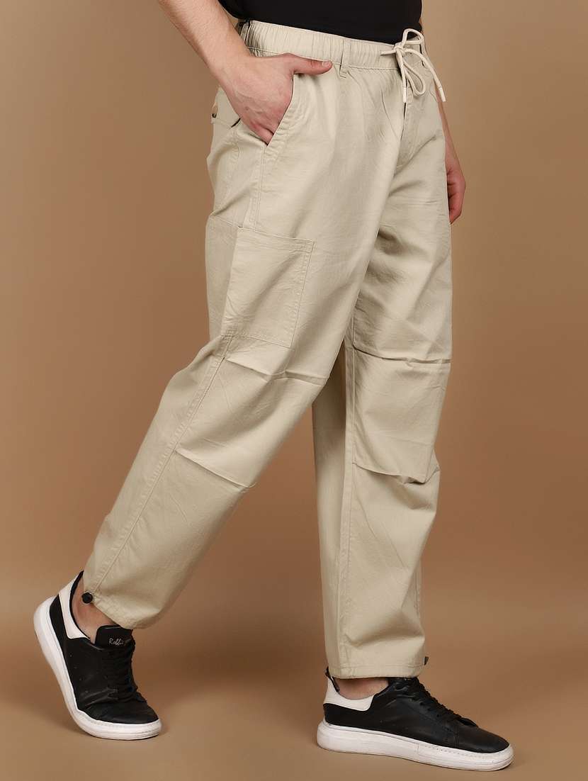 beige cotton parachute casual trousers - 21068145 -  Standard Image - 2