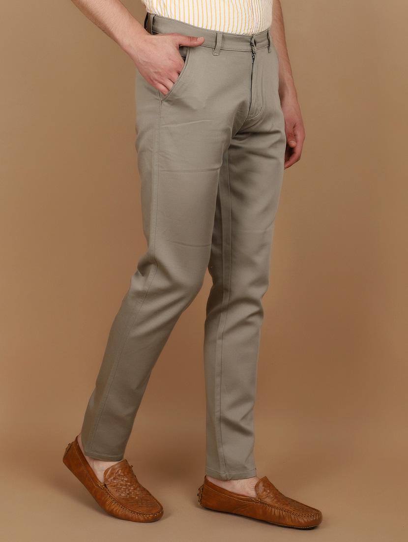 green cotton flat front casual trousers - 21068248 - Standard Image - 2