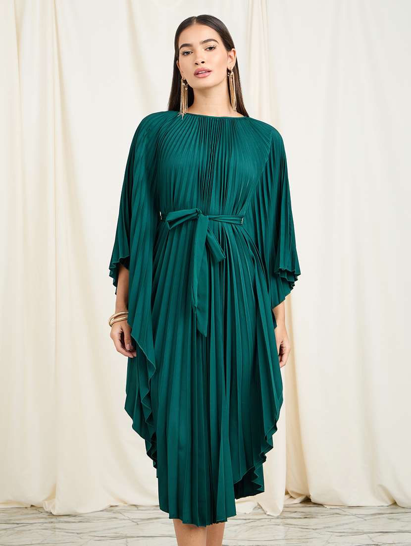 women boat neck solid kaftan dress - 21068374 -  Standard Image - 2