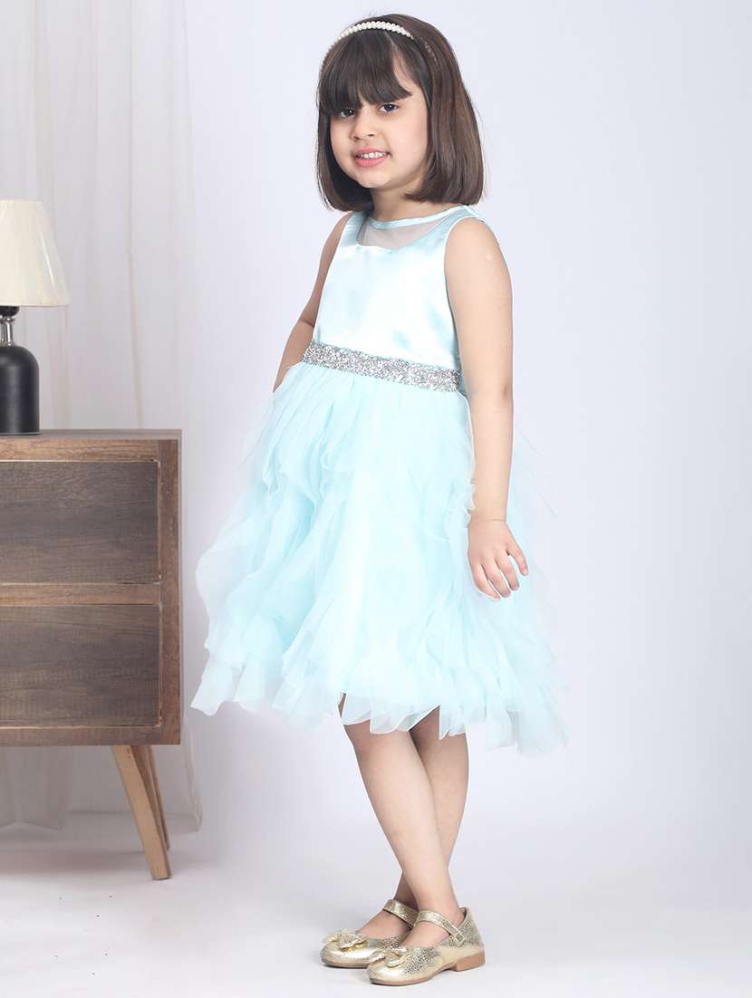 girls round neck net flare frock - 21068470 - Standard Image - 2