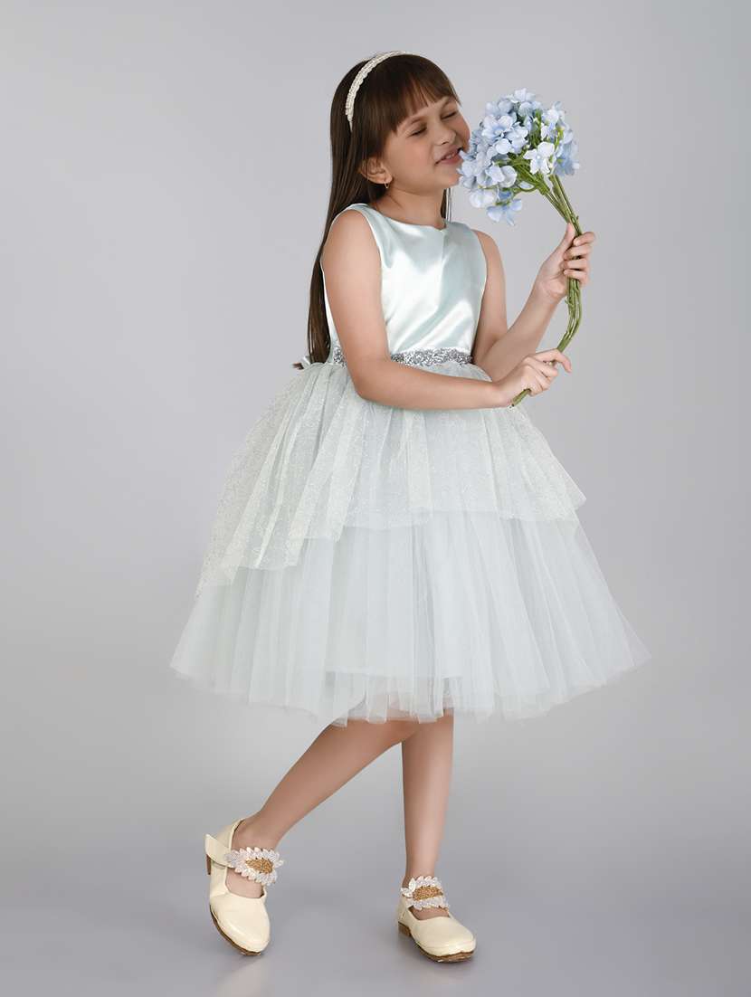 girls white self design detailed frock - 21068502 -  Standard Image - 2