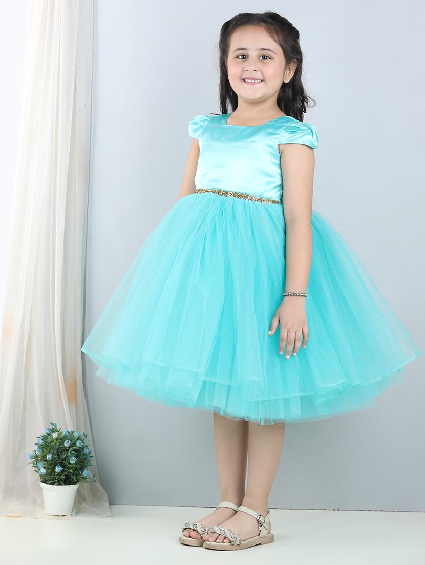 light blue round neck short sleeves frock - 21068621 - Standard Image - 2