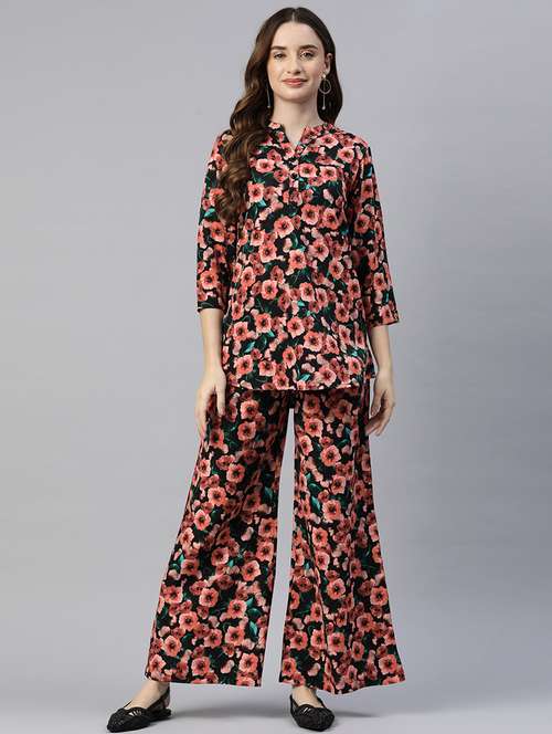 black floral printed shirt & trouser coord set - 21069184 - Standard Image - 0