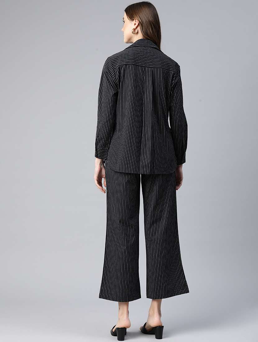 black striped printed shirt & trouser coord set - 21069197 -  Standard Image - 2