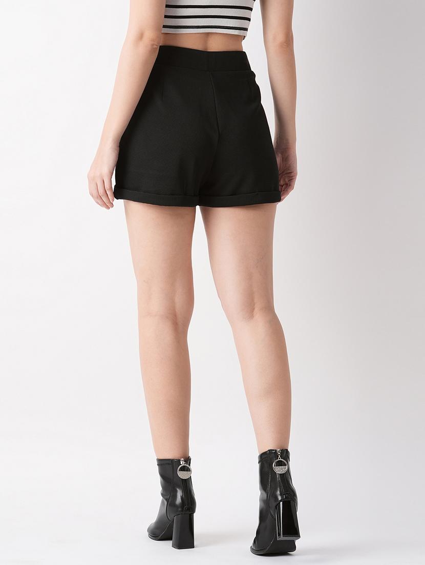 solid black rayon shorts - 21069637 - Standard Image - 2