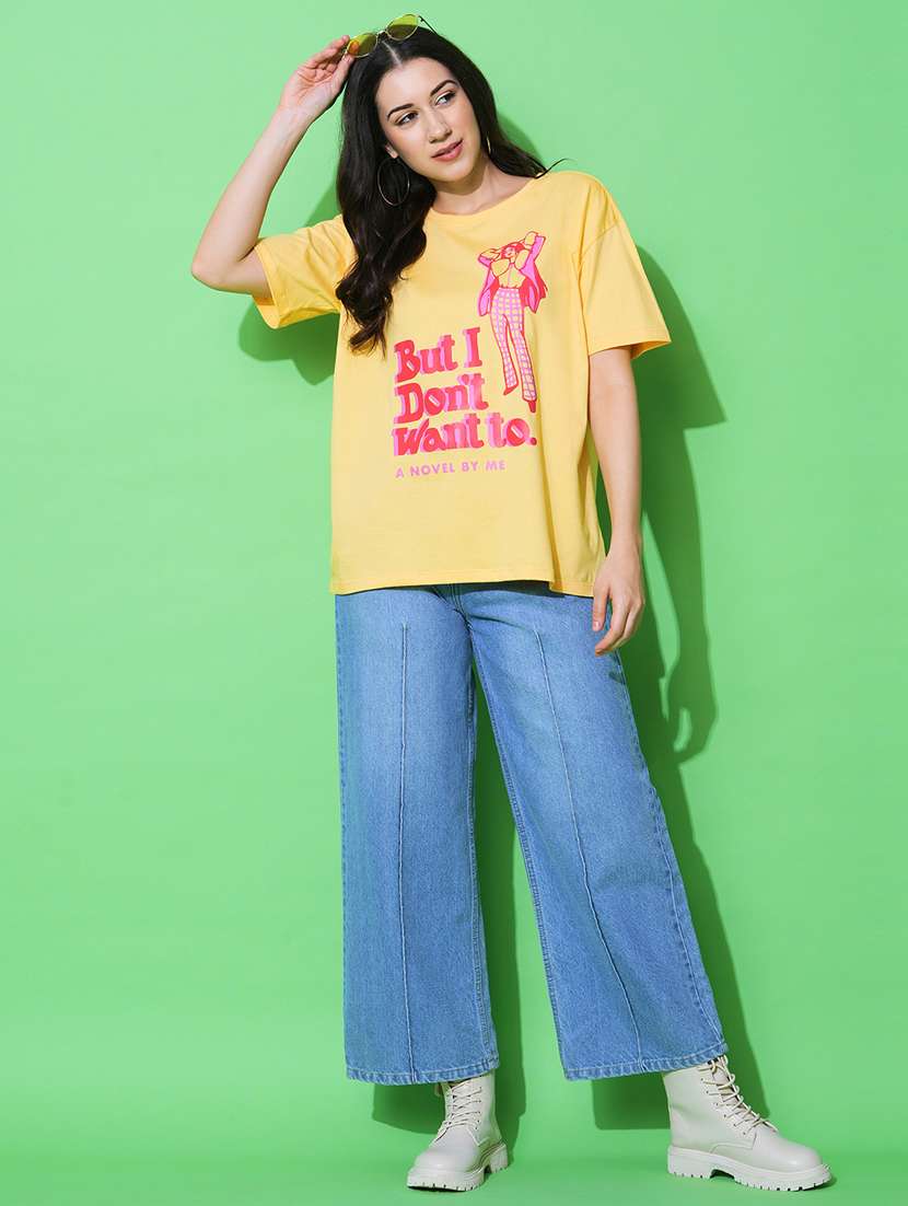 yellow front printed boxy t-shirt - 21069672 -  Standard Image - 2
