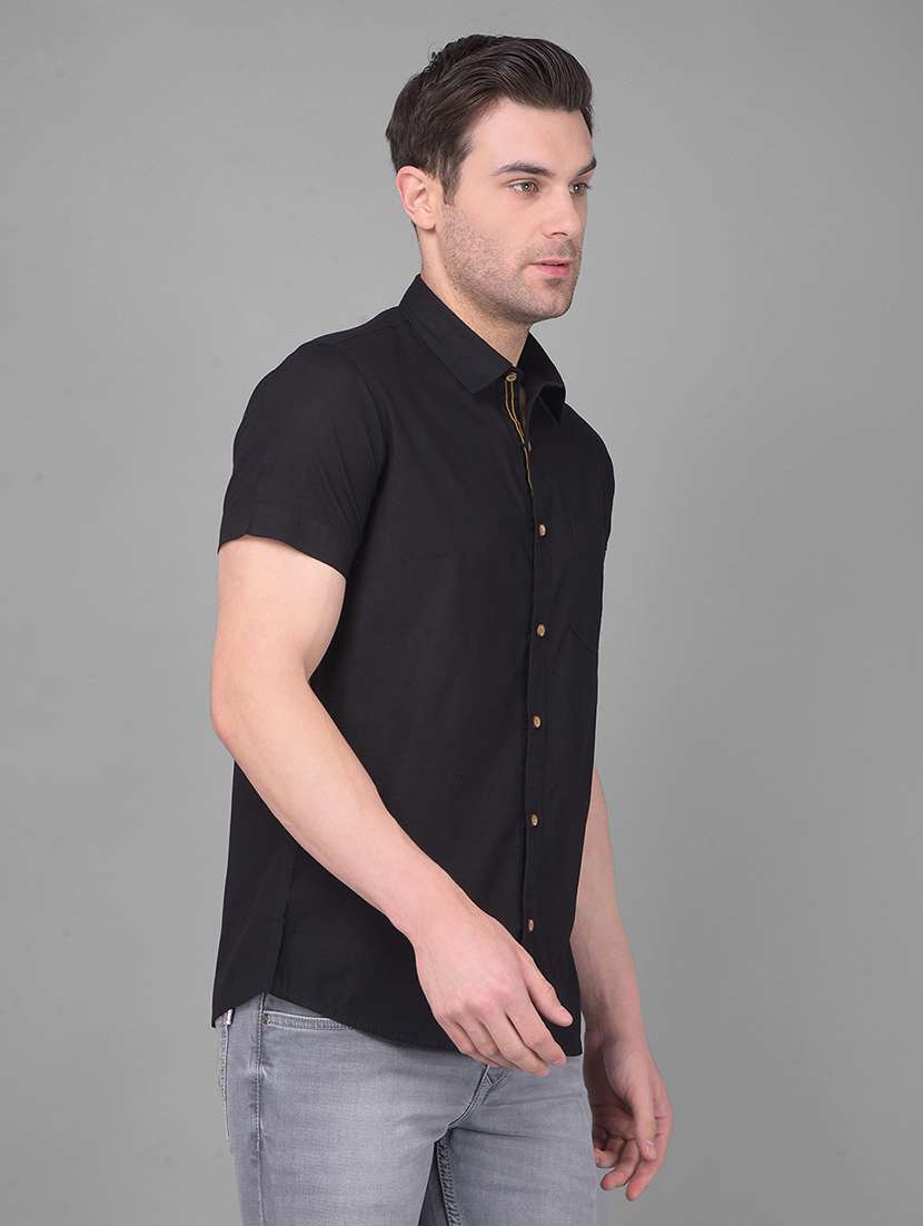 men solid short sleeve casual shirt - 21069871 -  Standard Image - 2