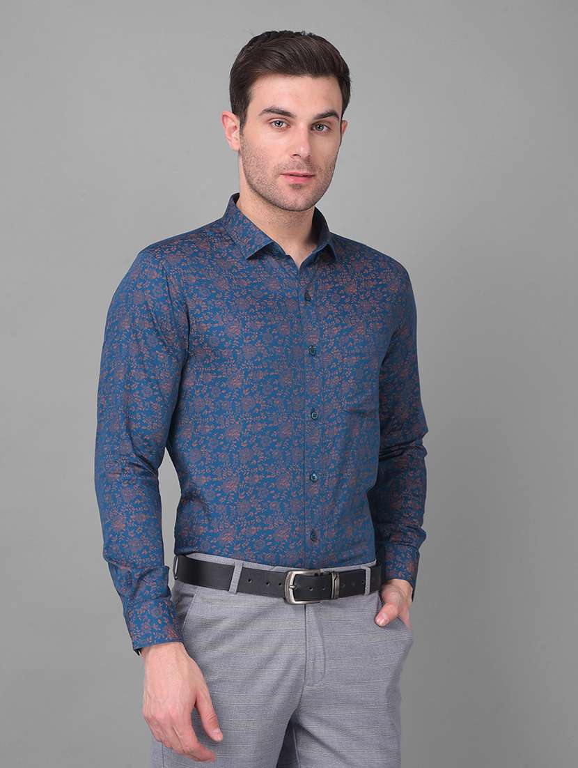 off white floral cotton formal shirt - 21069876 - Standard Image - 2