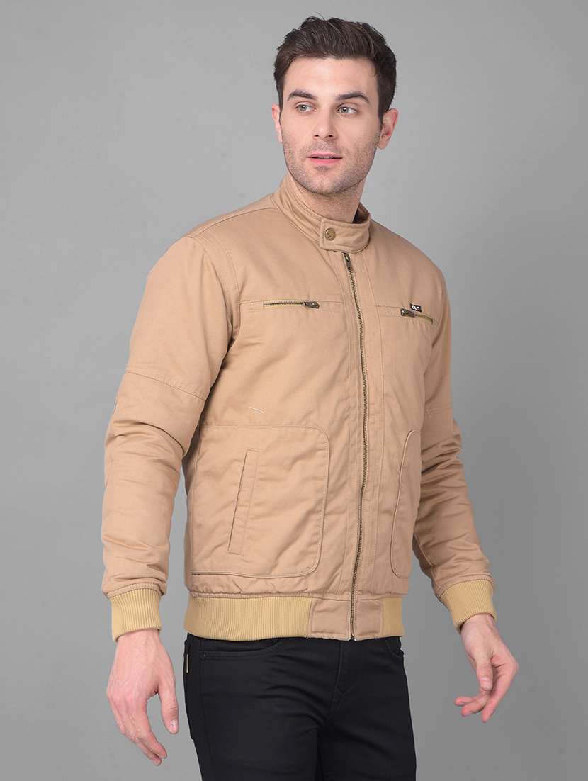 khaki cotton casual jacket - 21069879 - Standard Image - 2