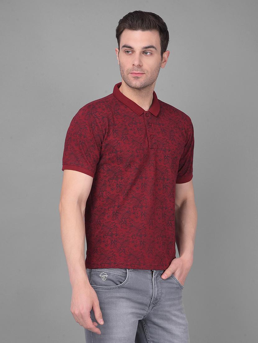 maroon cotton all over print tshirt - 21069889 - Standard Image - 2