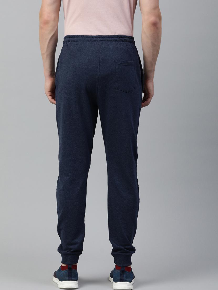 men navy blue solid mid rise jogger - 21069945 - Standard Image - 2