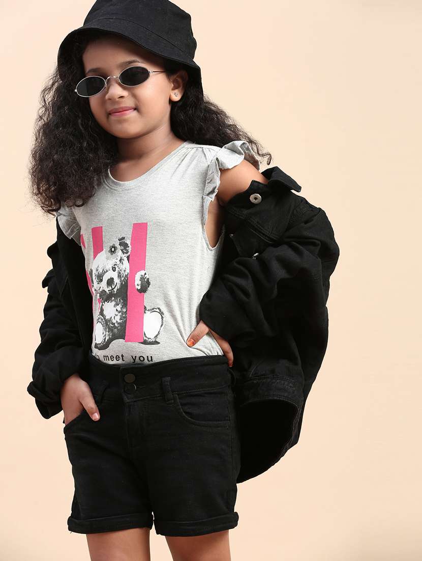 girls front print cotton tee