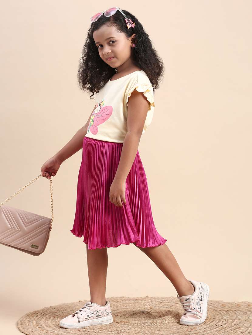 girls front print cotton tee