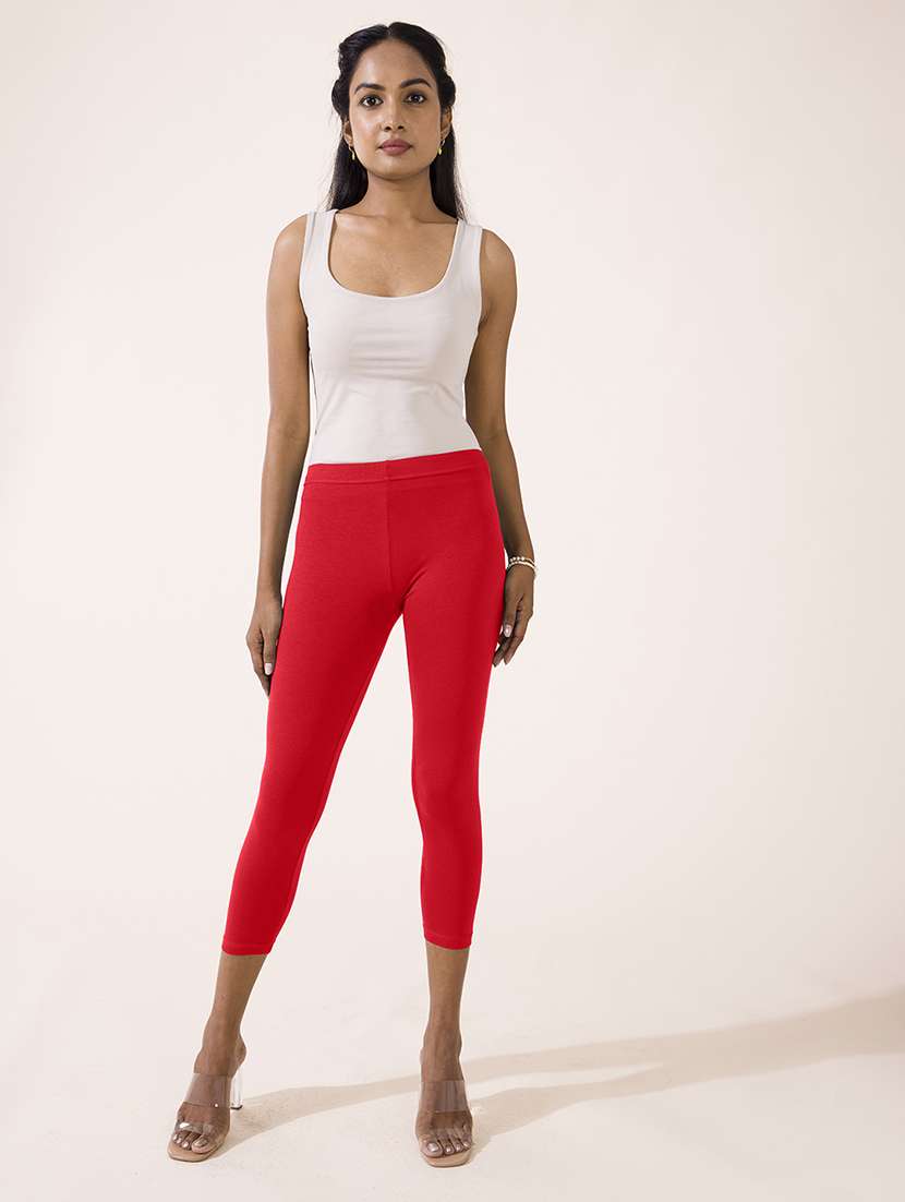 women solid calf length leggings - 21070212 -  Standard Image - 2