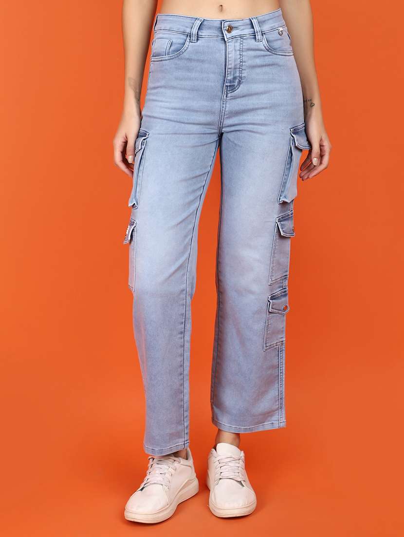 women light blue cargo jeans