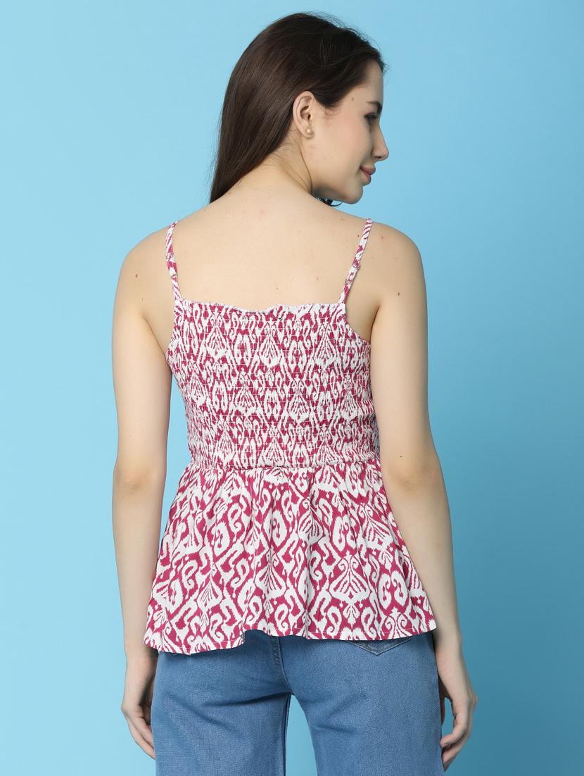 pink printed peplum top - 21070327 - Standard Image - 2