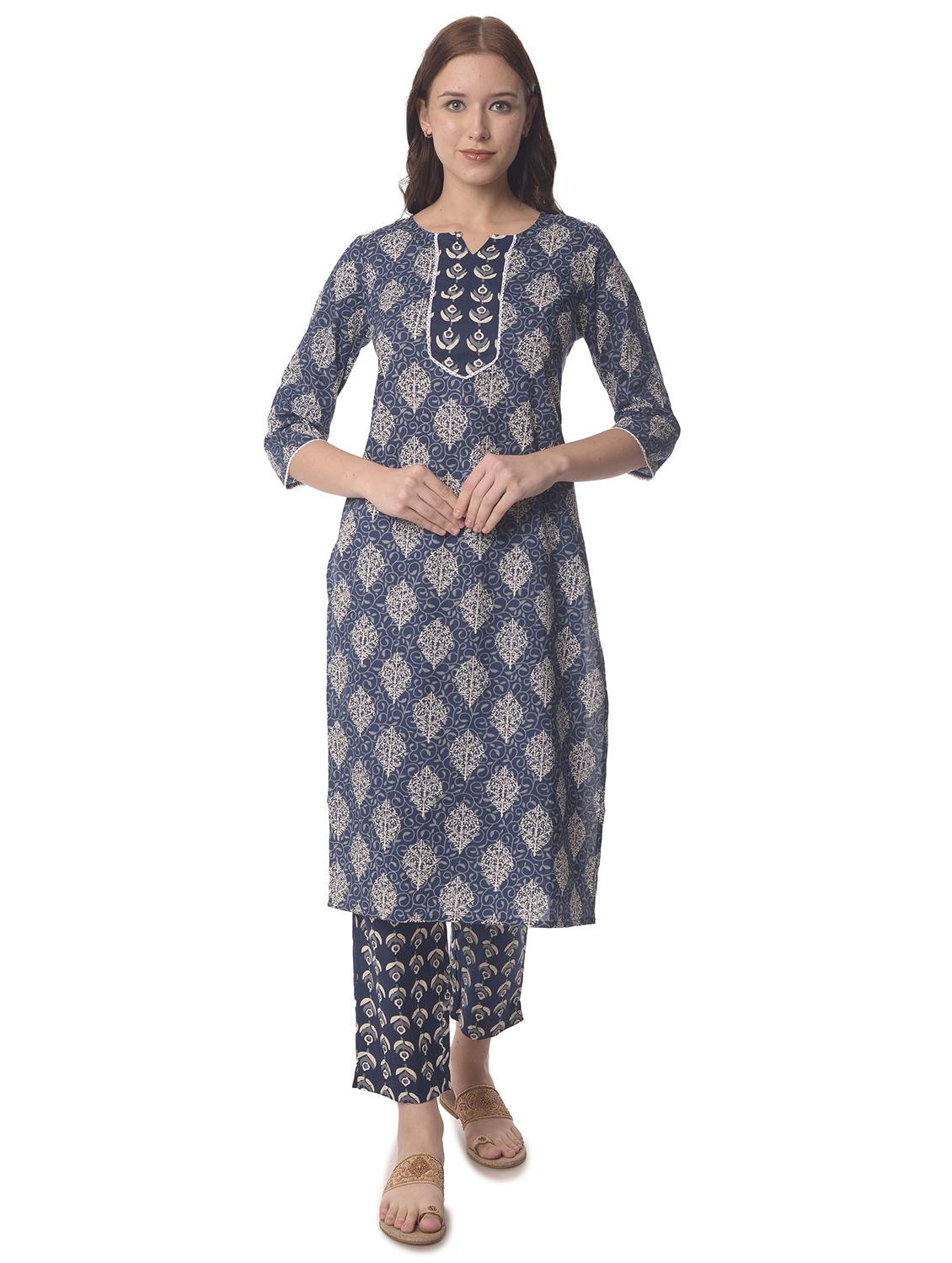 women three quarter sleeve straight kurta - 21070465 - Zoom Image - 0