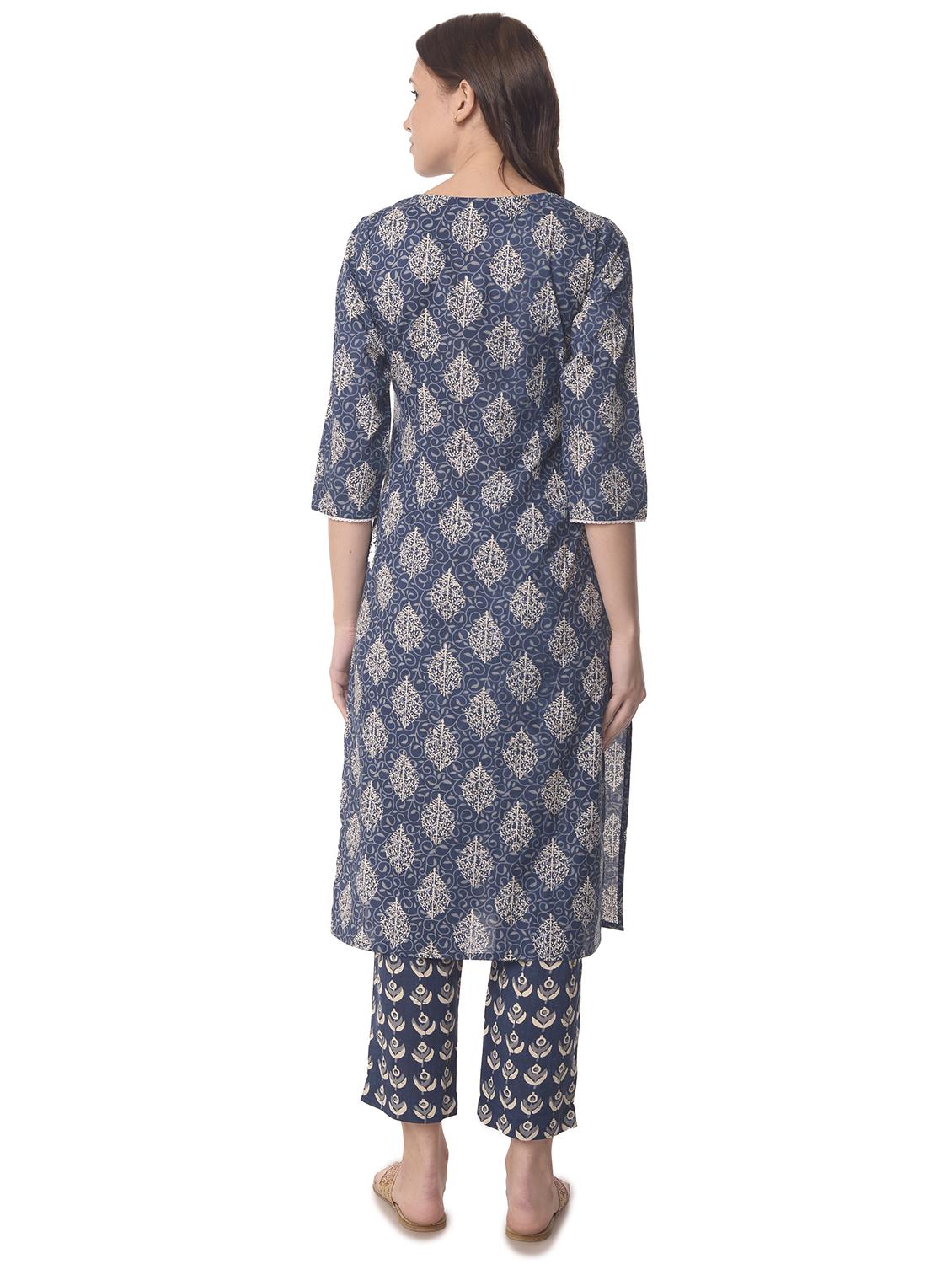women three quarter sleeve straight kurta - 21070465 - Standard Image - 2
