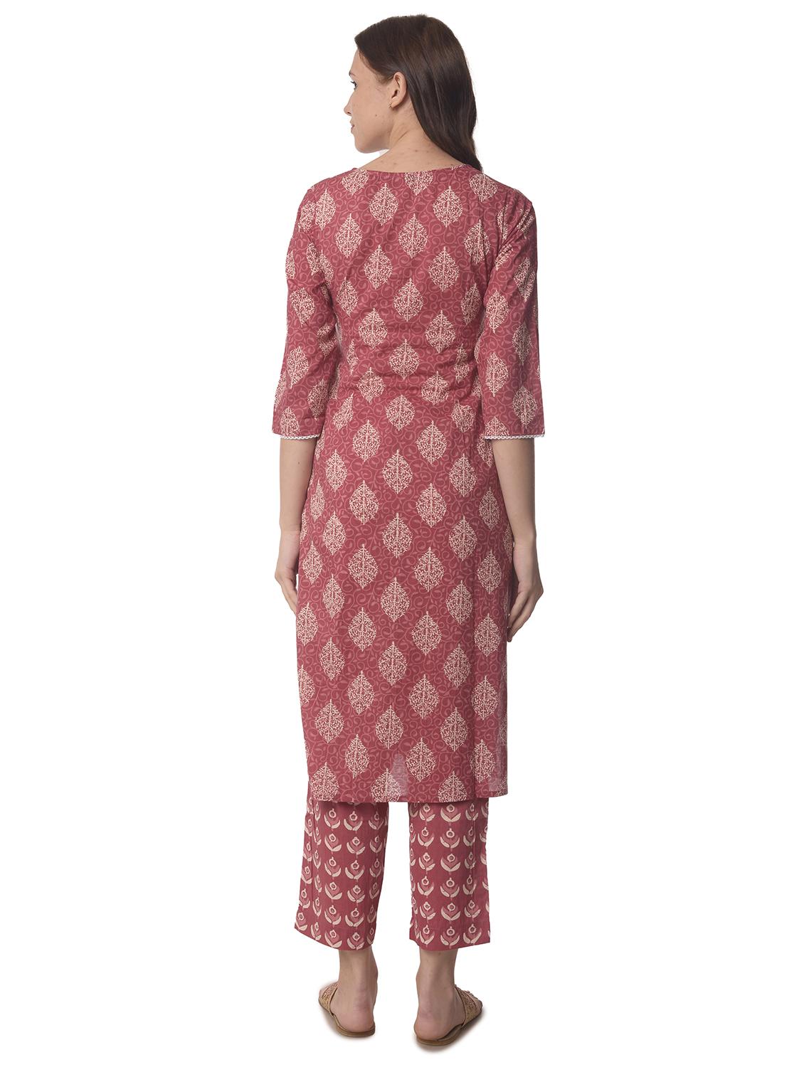 women three quarter sleeve straight kurta - 21070466 - Standard Image - 2