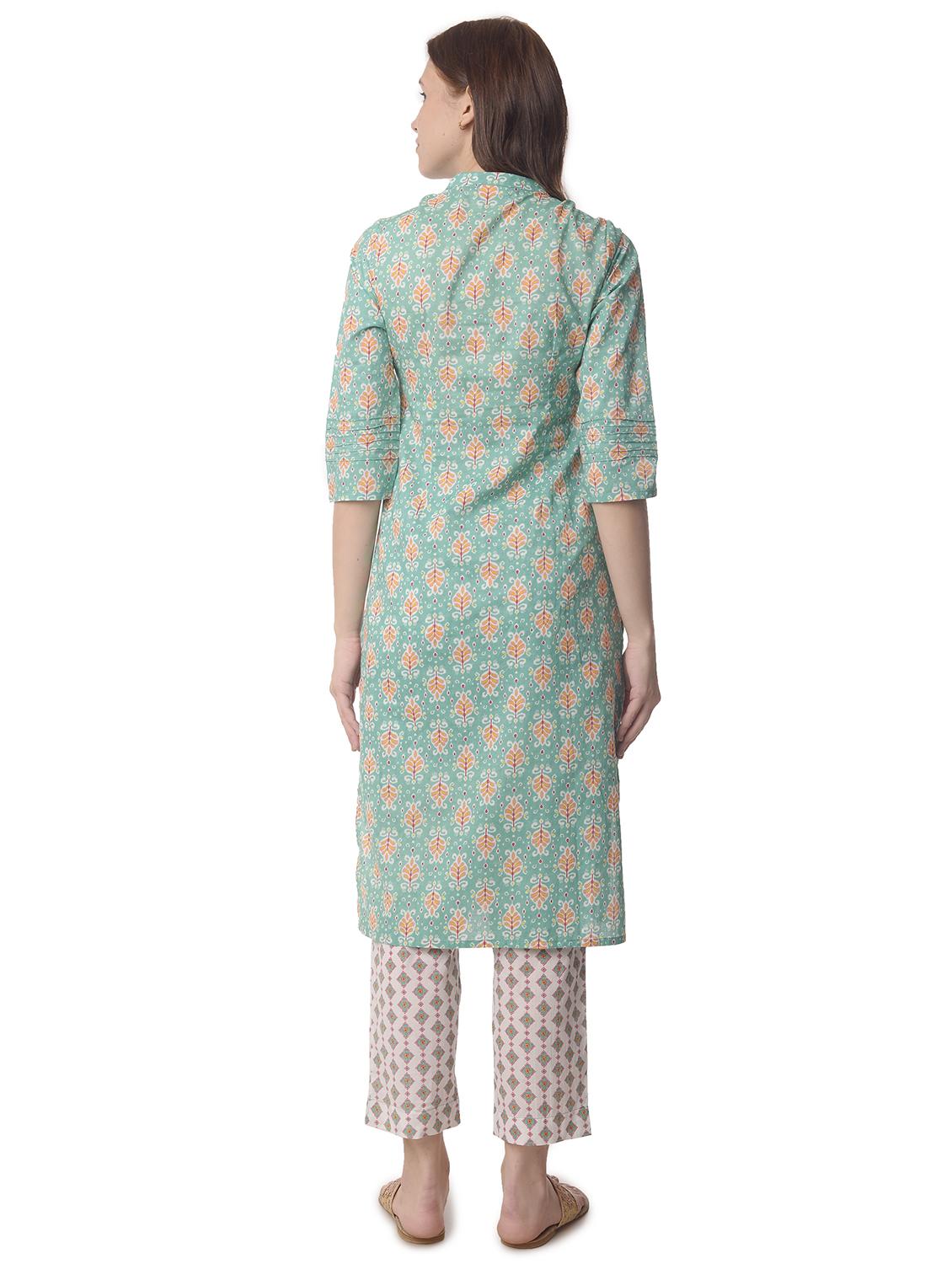 women three quarter sleeve straight kurta - 21070468 - Standard Image - 2