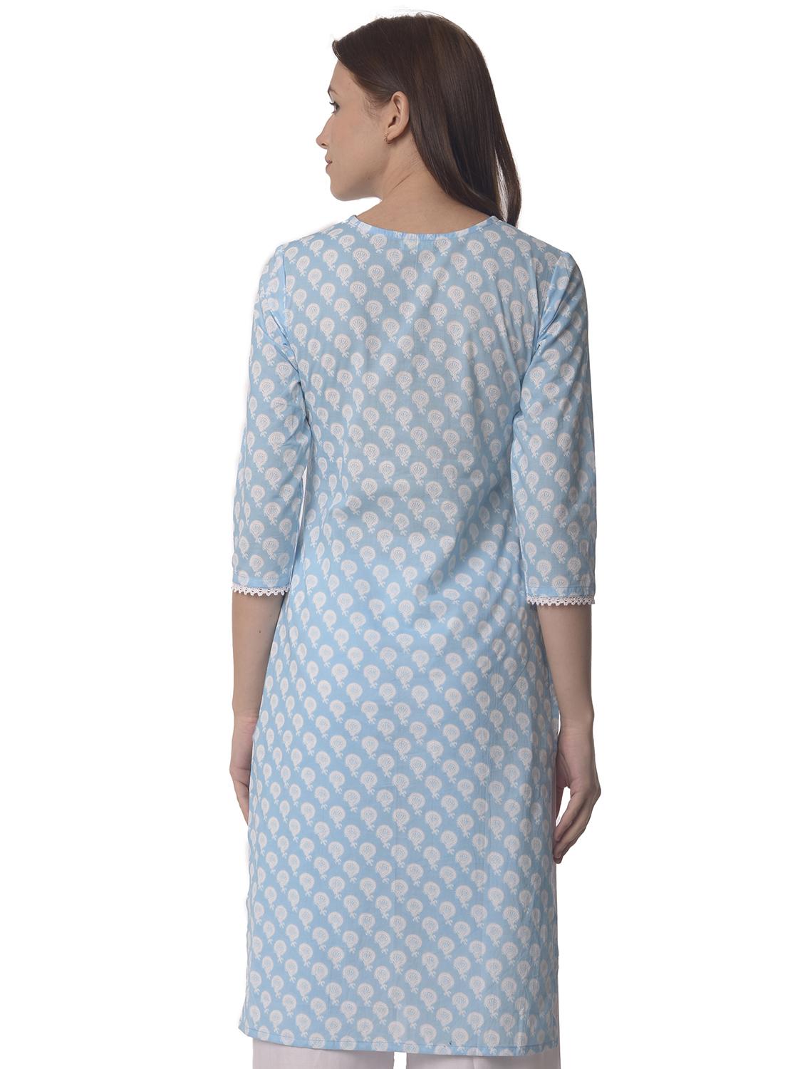 women three quarter sleeve straight kurta - 21070469 - Standard Image - 2