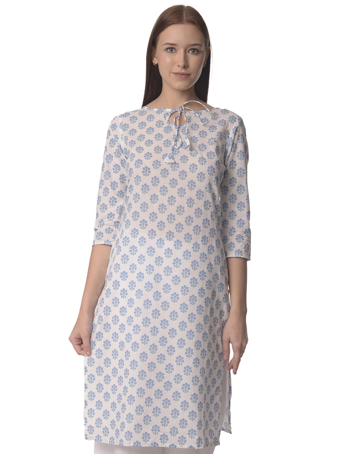women three quarter sleeve straight kurta - 21070471 -  Zoom Image - 0