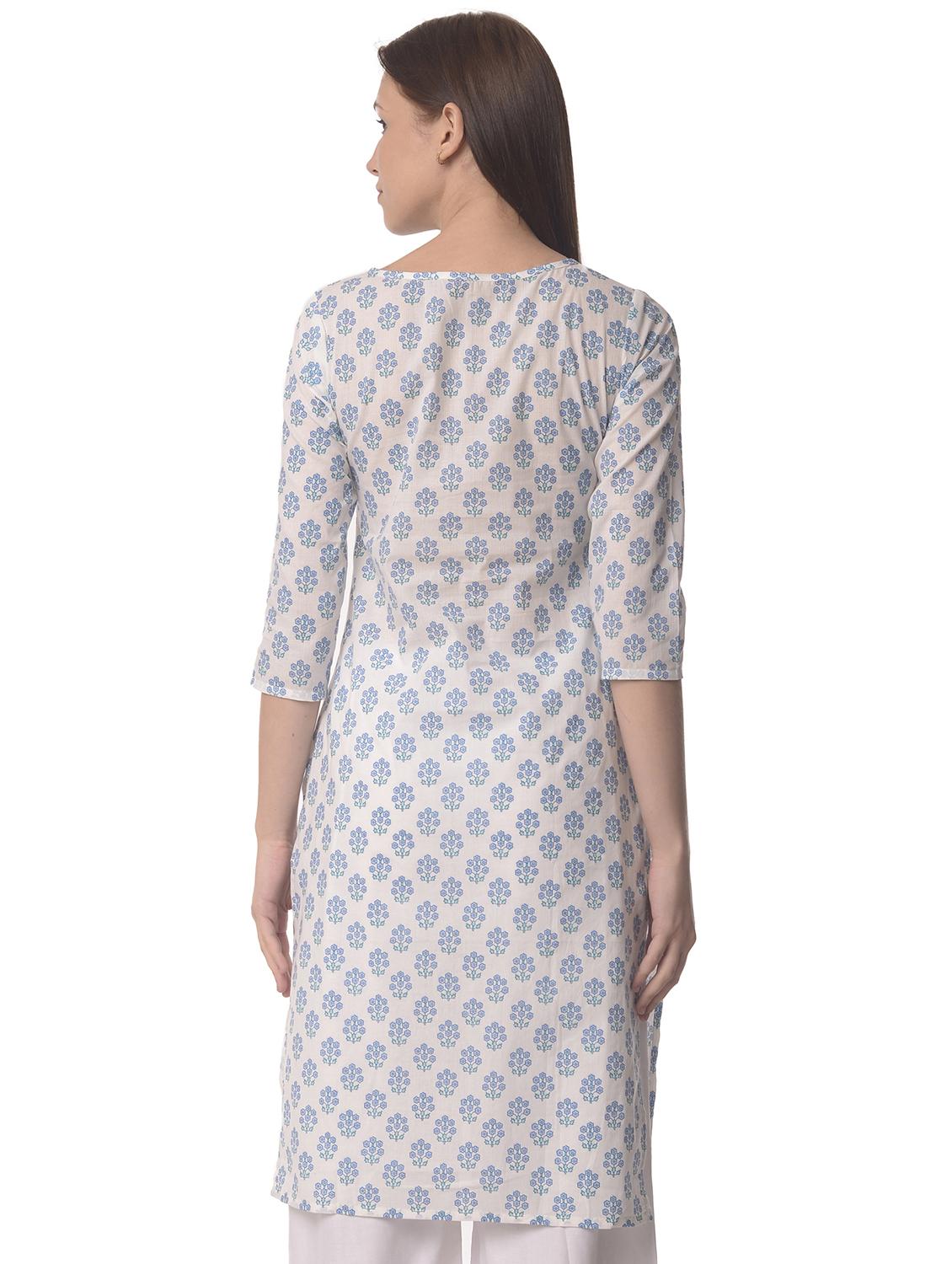 women three quarter sleeve straight kurta - 21070471 - Standard Image - 2