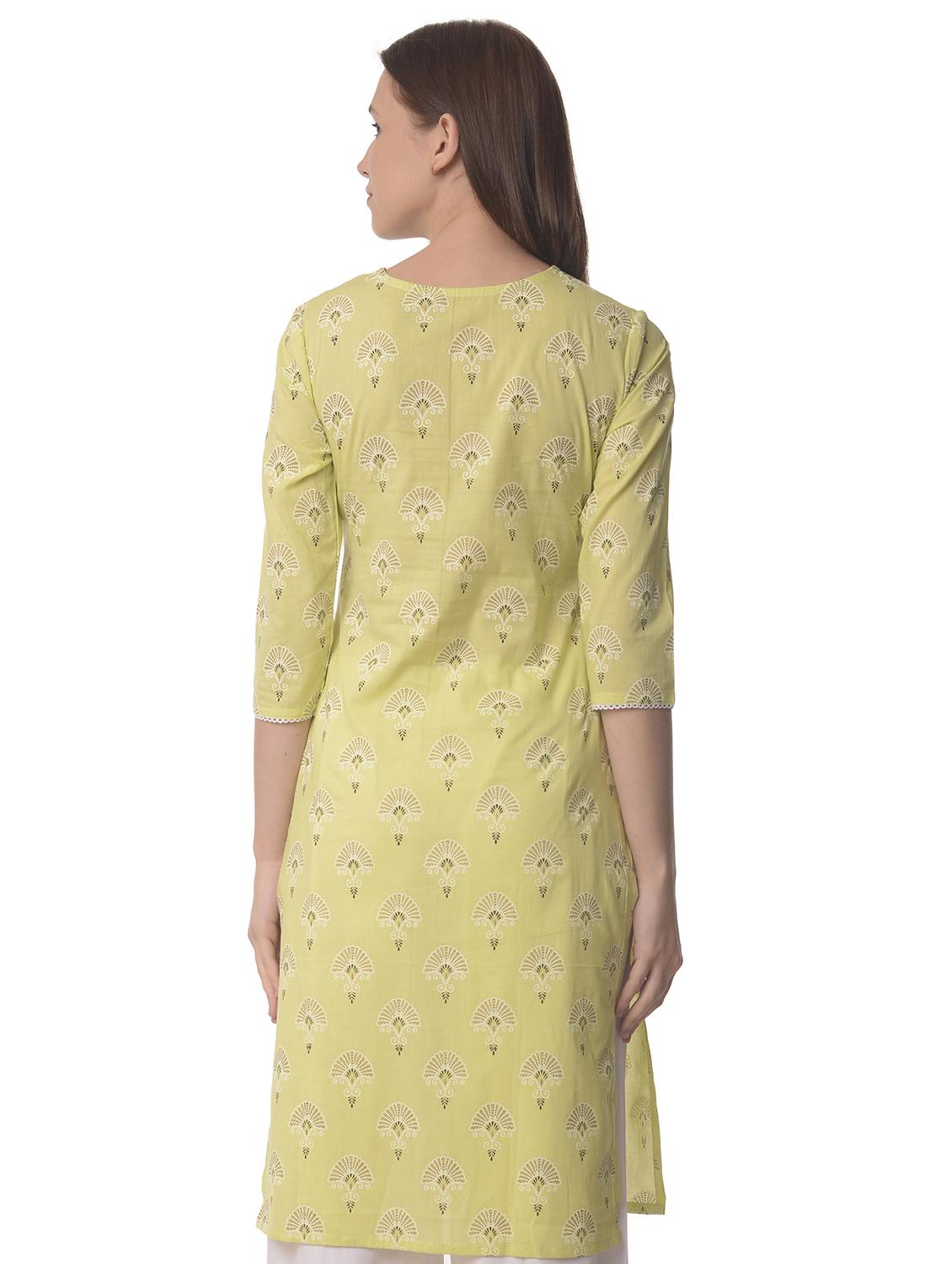 women three quarter sleeve straight kurta - 21070480 - Standard Image - 2