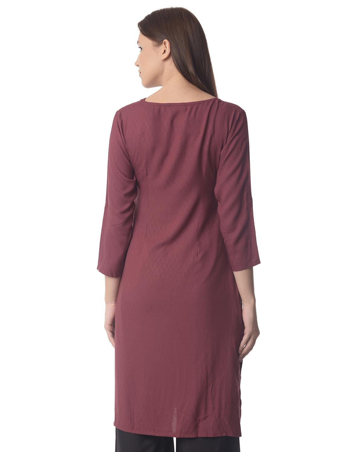 women three quarter sleeve straight kurta - 21070483 - Standard Image - 2