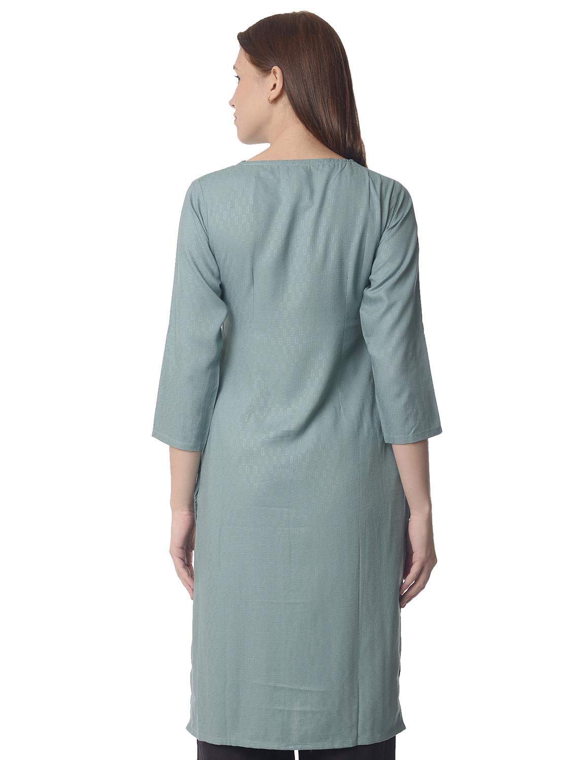women three quarter sleeve straight kurta - 21070484 - Standard Image - 2