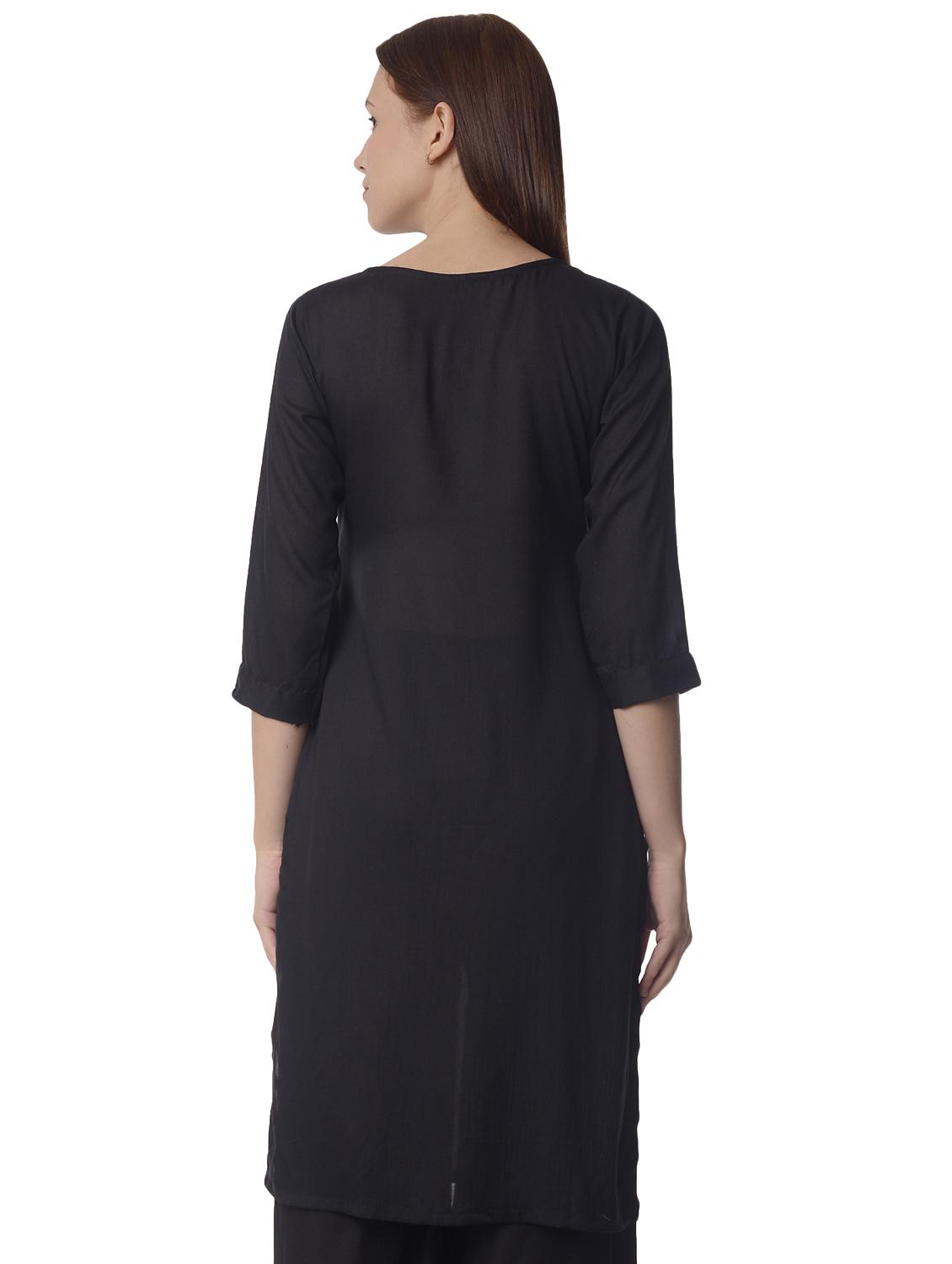 women three quarter sleeve straight kurta - 21070488 - Standard Image - 2